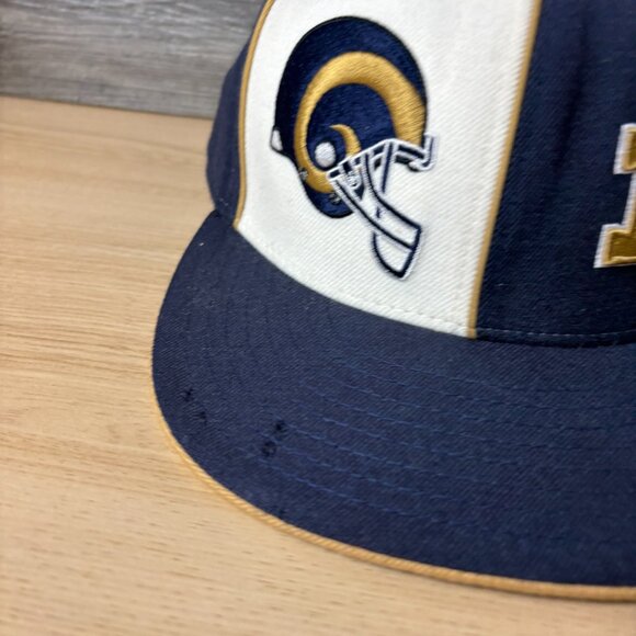 Vintage St Louis Rams Hat Cap Fitted 7 1/2 Blue Wool Split NFL Football Reebok - Picture 3 of 12